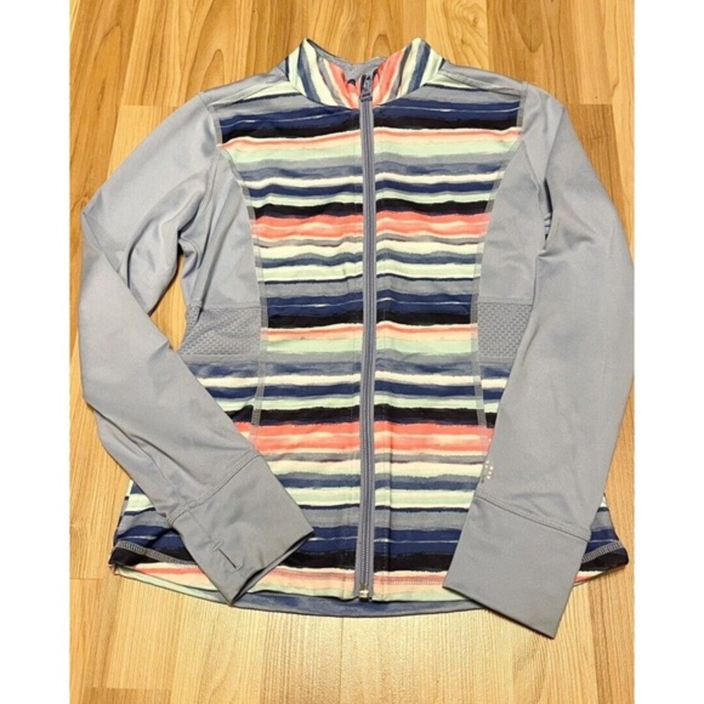 Gymboree Gymgo Size L 10-12 Blue Striped Zip Front Active Jacket Athletic, Gym